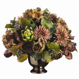 Tori Home Artichoke, Hydrangea, Ranunculus, Amaryllis in Ceramic Vase