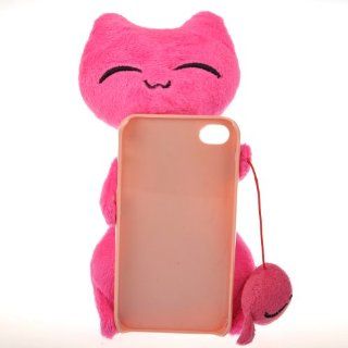 HotportGift Cool Plush Toy Doll Case Cover For Cat IPhone 4 4S RoseRed Cell Phones & Accessories