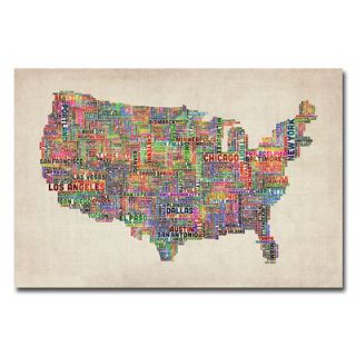 Trademark Art US Cities Text Map VI Canvas Wall Art