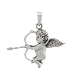 WithLoveSilver Sterling Silver Cupid with Bow and Arrow Pendant Jewelry