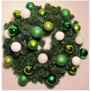Pre Lit Blended Pine Wreath Decorated with Various Shades Ornaments