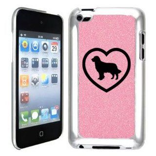 Pink Apple iPod Touch 4th Glitter Bling Hard Case Cover GT76 Heart Golden Retriever Cell Phones & Accessories