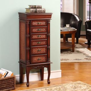 Mandalay Classic Six Drawer Jewelry Armoire in Light Brown