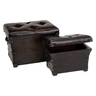 Aspire Tufted Top Leather Trunk (Set of 2)