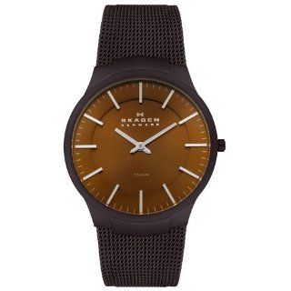 Skagen Men's 694XLTMD Titanium Brown Mesh Watch Watches