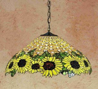 Meyda Lighting 47627 22"W Wicker Sunflower Pendant   Close To Ceiling Light Fixtures  