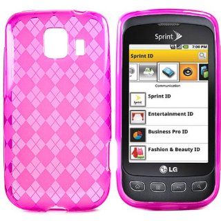 Pink Argyle Rubberzied TPU Silicone Skin Cover Case for Sprint LG Optimus S (Model LG670KIT) Cell Phones & Accessories