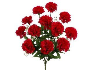 18" Carnation Bush x12 Red (Pack of 12)  Artificial Flowers  Patio, Lawn & Garden