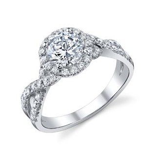 Palladium Eleanor Twisted Diamond Band & Halo Ring (.62 ctw.) Halo Diamond Band Round Cut G H SI1   Engagement Ring Size 10   Center Stone Not Included Jewelry