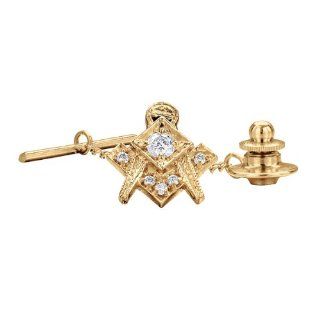 10k Yellow Gold .15ct tw Genuine Diamond Master Mason Tie Tac Tie Pins Jewelry