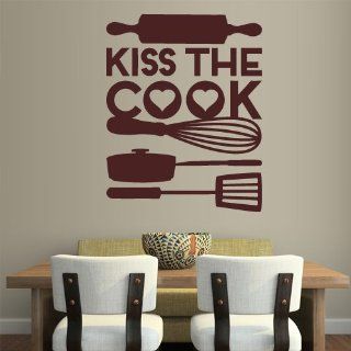 Wall Decal Vinyl Sticker Decals Kiss the Cook Kitchen Sign Words (Z1334)   Wall Decor Stickers