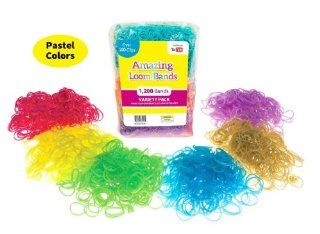 Amazing Loom Rubber Bands, 1,800 Pc. Pastel Tie die Colors Rubber Band Mega Value Refill Packs, 6 Bags of 300 Count Assorted Colors, Includes 72 S Clips, 100% Latex and Lead Free Toys & Games