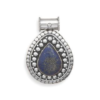 Jewelryweb Sterling Silver Oxidized Bead Design Slide With Lapis Stone