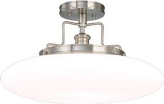 Hudson Valley Lighting 4208 SN Single Light Ceiling Fixture from the Beacon Collection, Satin Nickel   Semi Flush Mount Ceiling Light Fixtures  