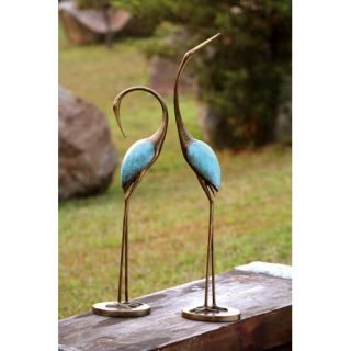 Stylized Garden Crane Pair Statue