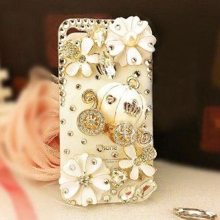 SODIAL Luxury 3D Bling Crystal Cinderella's pumpkin cart stone case for iphone 4/4s best gift for girl white or clear case Cell Phones & Accessories