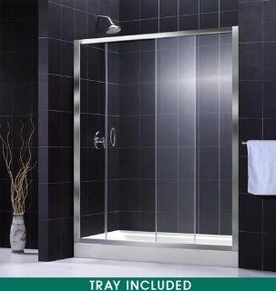 Dreamline DL 6001L 01CL Chrome Infinity Infinity Shower Door with Clear Glass 60" x 72" and Left Drain  30" x 60" Shower Base   Door Reversible for Left or Right Install DL 6001L CL    