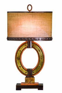 Kalco 895RM Table Lamps with Oatmeal Linen Shades, Royal Mahogany Finish    