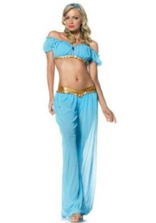 Women's 3PC Arabian Princess Belly Dancer Sexy Holiday Party (Light Blue;Medium/Large) Apparel Accessories Clothing