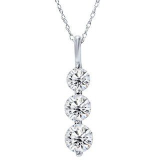 Huge 2.00ct Real 3 Stone Diamond Pendant Past Present Future 14K White Gold New Pendant Necklaces Jewelry