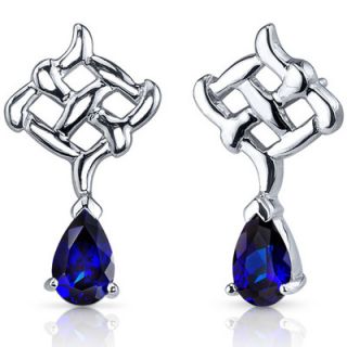 Oravo Ornate Exuberance 2.00 Carats Blue Sapphire Pear Shape Earrings