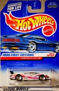1999   Mattel   Hot Wheels   First Editions   Porsche 911 GT1 98   #25 of 26   Collector #676   White w/ Racing Graphics   164 Scale Die Cast   New   Out of Production   Limited Edition   Collectible Toys & Games