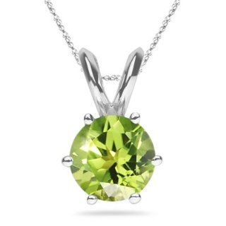 1.73 Cts of 8 mm AAA Round Peridot Solitaire Pendant in Platinum Necklaces Jewelry