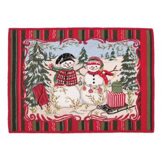 Peking Handicraft Christmas at the North Pole Snowman Rug