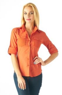 Women's cotton half sleeve button up shirt (703, Mocha, S)