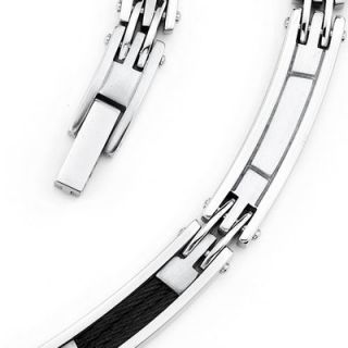 Oravo Celebrity Style Twisted Black Cable Mens Stainless Steel