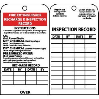 Accident Prevention Tags, Fire Extinguisher Recharge And Inspect., 6X3, Unrip Vinyl, 25/Pk Industrial Lockout Tagout Tags