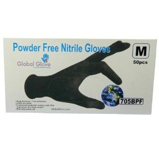 Global Glove 705BPF Nitrile Glove, Disposable, Powder Free, 5 mils Thick, Extra Large, Black (Case of 500)