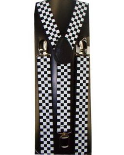 Outer Rebel White & Black Mini Check Suspenders at  Mens Clothing store Apparel Suspenders