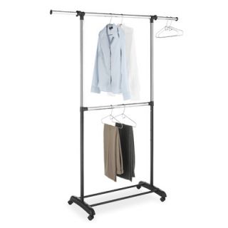 Whitmor, Inc Adjustable Two Rod Garment Rack in Chrome / Black