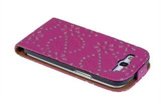 Shining Gold Rose Pink Bling Crystal Slim Hard PU Leather Flip Case Cover For Samsung Galaxy S3 i9300 Cell Phones & Accessories