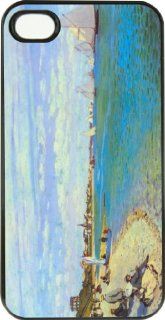 Rikki KnightTM Claude Monet Art The Beact at Saint Adresse Design iPhone 4 & 4s Case Cover (Black Rubber with bumper protection) for Apple iPhone 4 & 4s Cell Phones & Accessories