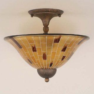 Toltec Lighting 120 BRZ 707 Two Light Semi Flush Mount, Bronze Finish with Penshell Shade   Close To Ceiling Light Fixtures  