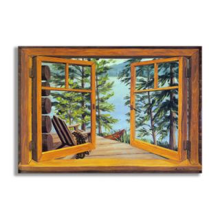 Stupell Industries Cabin and Lake Wooden Faux Window Scene