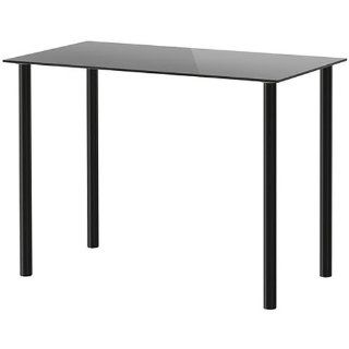 Ikea Glasholm Black Glass Top Desk with Adils Legs   Home Office Desks