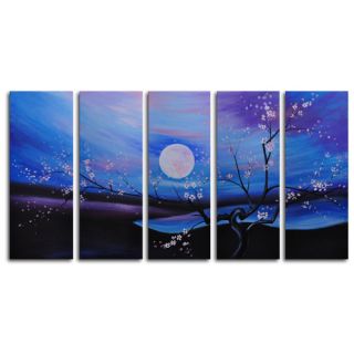 Hand Painted Moonlit Pond 5 Piece Canvas Art Set