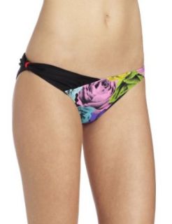 Volcom   Juniors Waroses Asymmetrical Full Swim Bottom, Size X Small, Color Black/Red Stripe Fashion Swimsuit Bottoms Separates