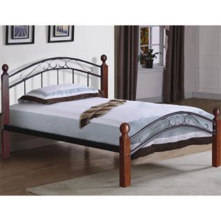 Wooden posts Metal construction Bed Type Wrought iron Finish Cherry