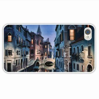 Customise Apple Iphone 4 4S City Buildings River Bridge Street Night Of Hallowmas Gift White Case Cover For Girl Cell Phones & Accessories