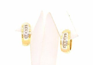 14K Yellow Gold Diamond Huggies Earrings Dangle Earrings Jewelry
