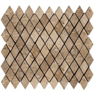Emser Tile Natural Stone 12 x 12 Travertine Rhomboid Mosaic in Mocha