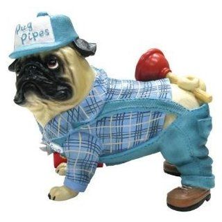 Pug Lover Pipes Plumber Dog Collectible Figurine  