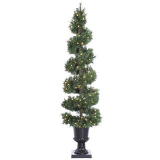 Pine Spiral Artificial Christmas Tree with 150 Clear Lights with Urn