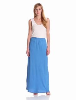 Bobi Women's Maxi Colorblock Dress, White/Tropez, Medium Cotton Maxi Dress