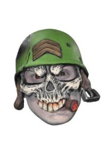 Disguise Men's Sergeant Half Cap Mask, Green/White/Black/Tan/Red, Adult Clothing