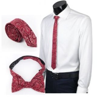 Landisun 1B692 Reds Paisleys Mens Silk Tie Self Bow Tie Combo at  Mens Clothing store